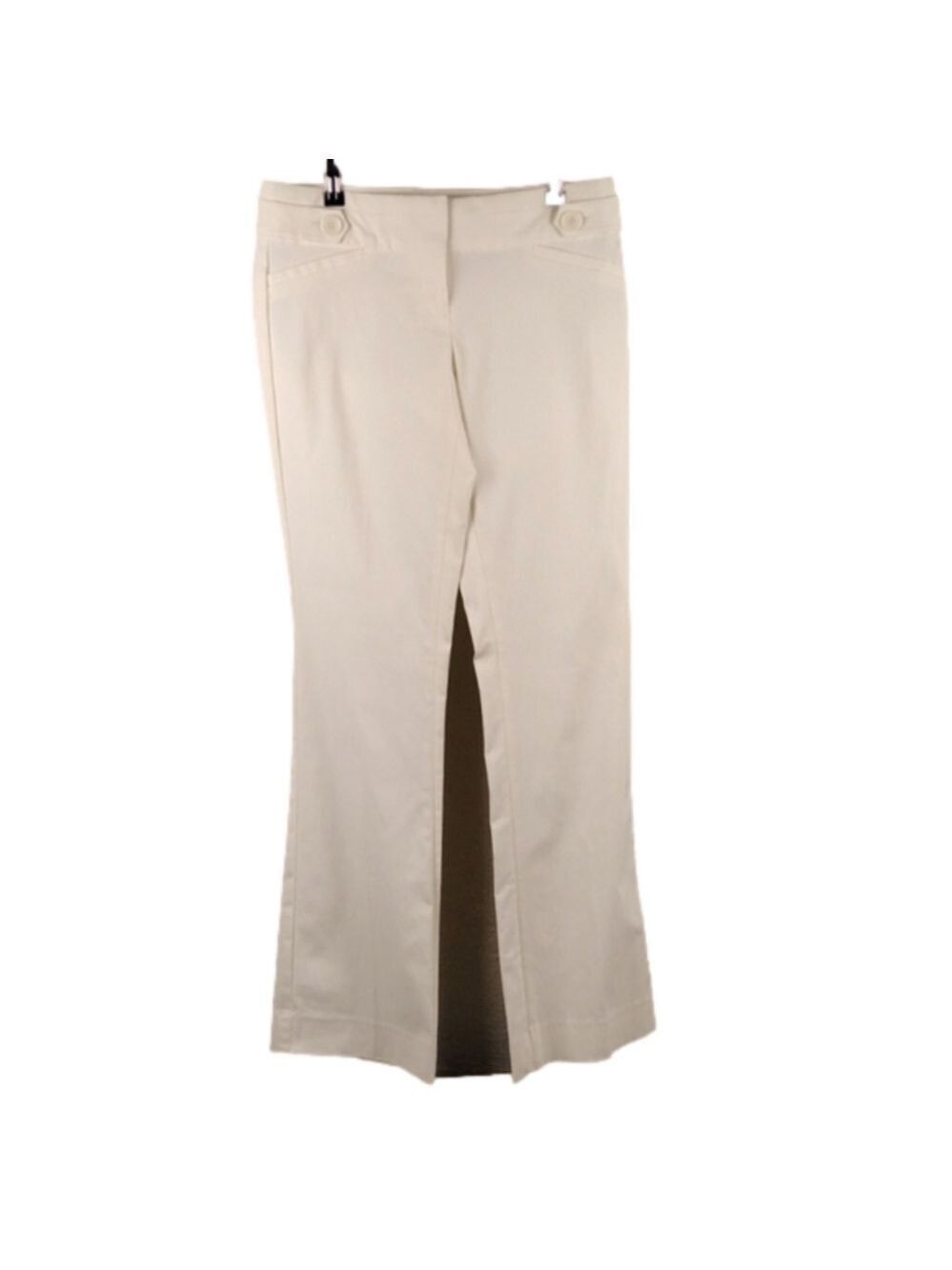 The Limited Exact Stretch Off White Mid Rise Flare Leg Zip Up Contemporary Pant